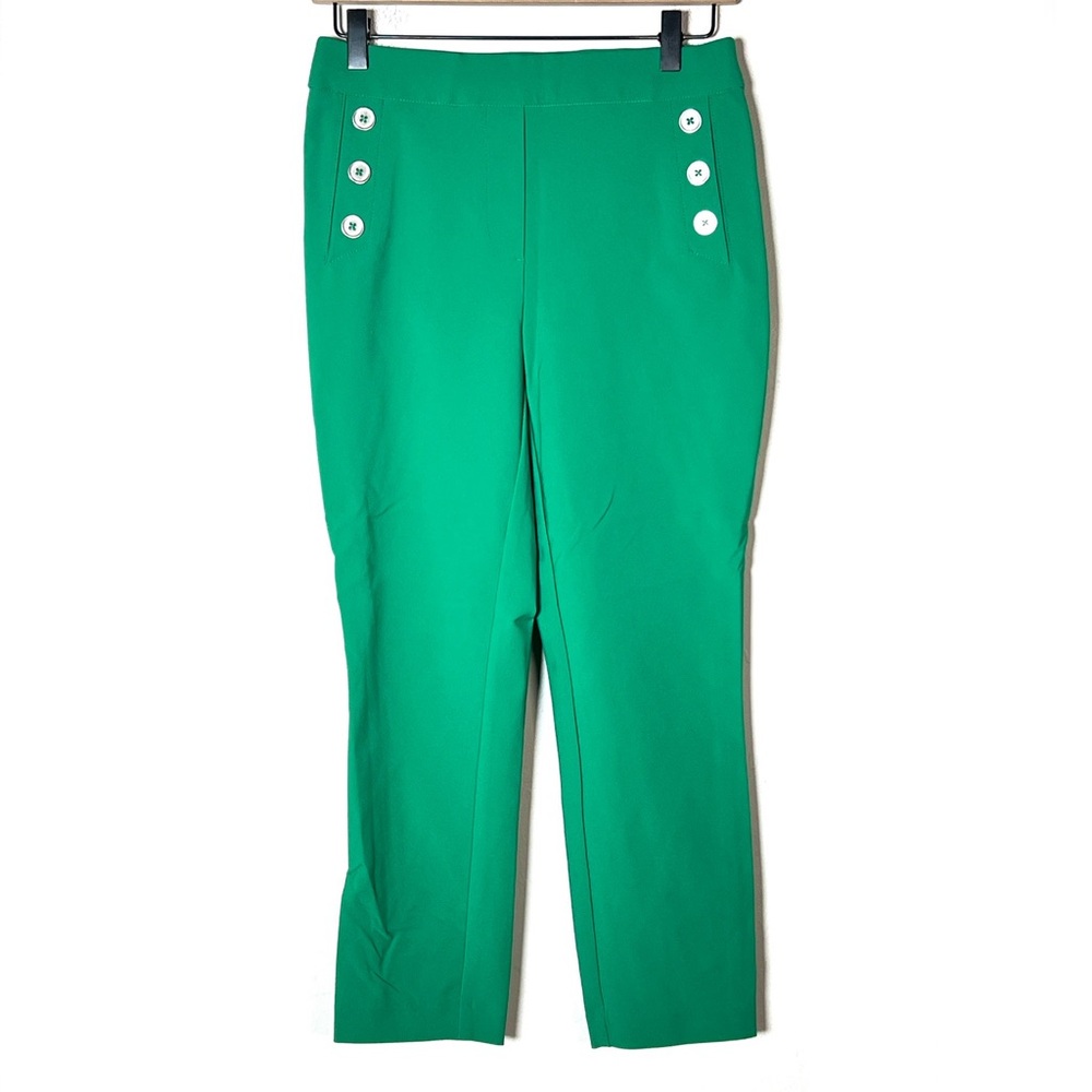 JL Atelier green elastic waist skinny leg dress pants size small S B187